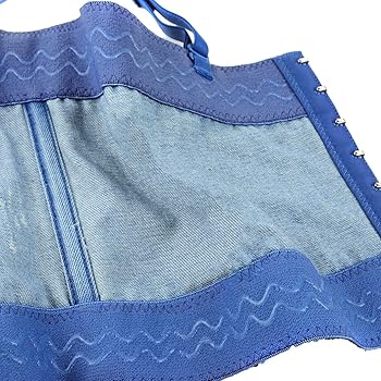 ELLACCI Women's Tassel Rhinestone Denim Bustier Crop Top